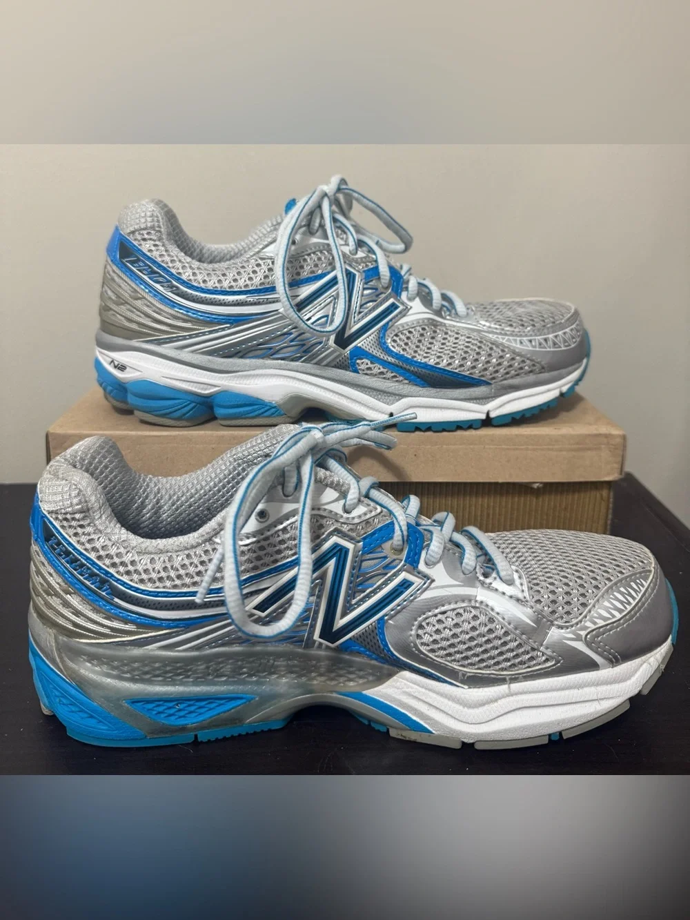 New Balance Silver and Blue Athletic Running Shoes